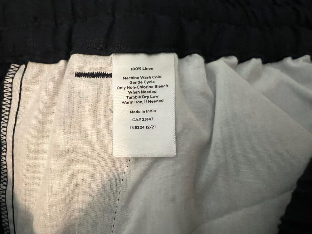 Talbots Blue Pull-on Drawstring Wide Leg Cropped Linen Pants  Size S  Casual - Picture 10 of 14